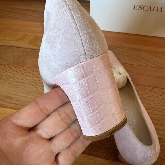 Escada Women's Pink Suede Croc Pumps - Picture 8 of 8
